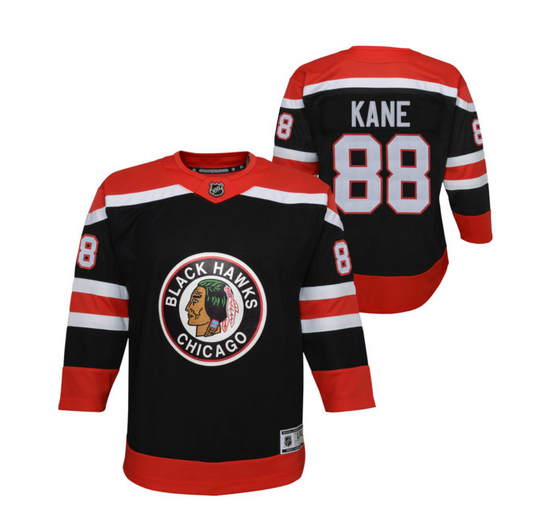 Youth Patrick Kane Chicago Blackhawks Black Reverse Retro Blank Replica Team Jersey