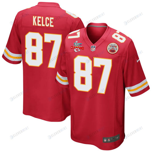 Travis Kelce 87 Kansas City Chiefs Super Bowl LVII Champions 3 Stars Men Game Jersey - Red