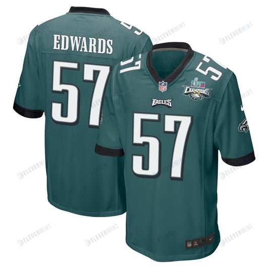 T.J. Edwards 57 Philadelphia Eagles Super Bowl LVII Champions 2 Stars Men Game Jersey - Midnight Green