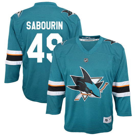 Scott Sabourin San Jose Sharks Youth 2021/22 Home Replica Jersey - Teal