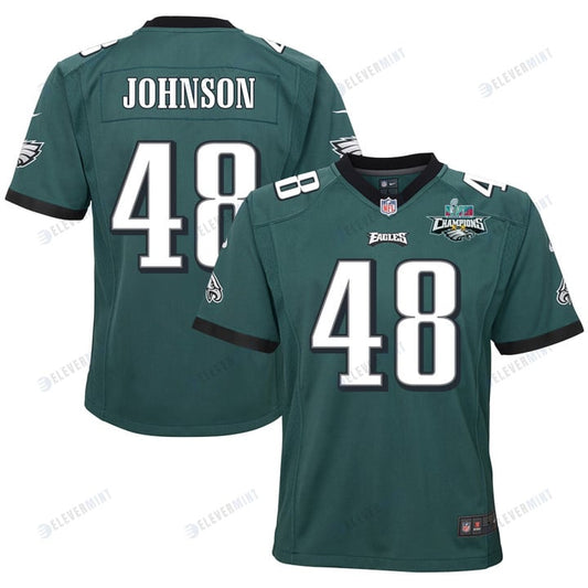 Patrick Johnson 48 Philadelphia Eagles Super Bowl LVII Champions 2 Stars 2 Stars Youth Game Jersey - Black