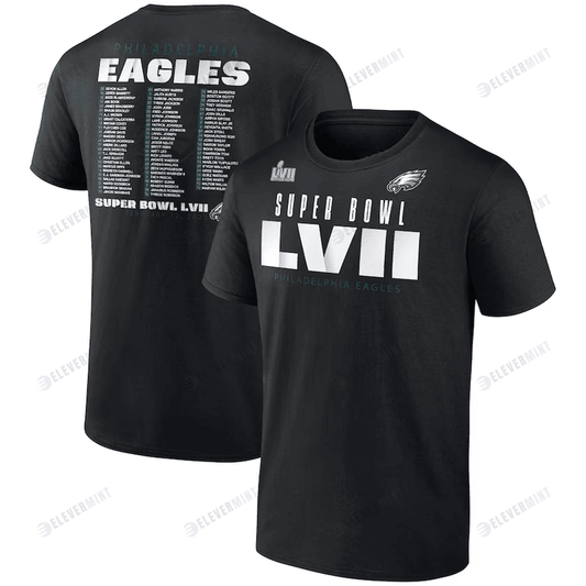 Philadelphia Eagles Super Bowl LVII Varsity Roster T-Shirt - Black