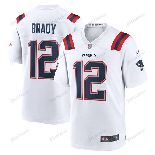 Tom Brady 12 New England Patriots Men Retired Game Jersey - White