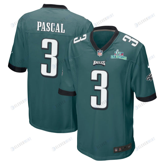 Zach Pascal 3 Philadelphia Eagles Super Bowl LVII Champions Men Game Jersey - Midnight Green