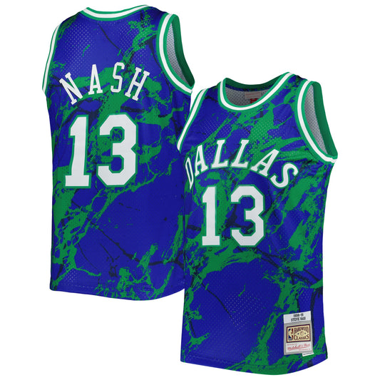 Steve Nash Dallas Mavericks Mitchell & Ness 1998/99 Hardwood Classics Marble Swingman Jersey - Blue