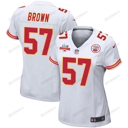 Orlando Brown 57 Kansas City Chiefs Super Bowl LVII Champions 3 Stars Women Game Jersey - White