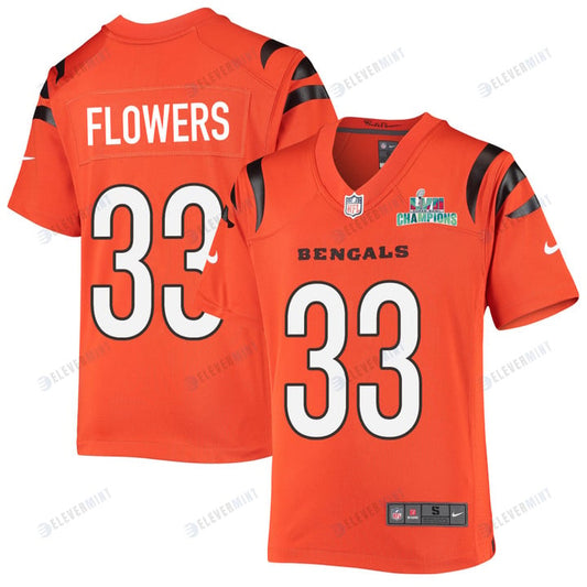 Tre Flowers 33 Cincinnati Bengals Super Bowl LVII Champions Youth Alternate Game Jersey - Orange