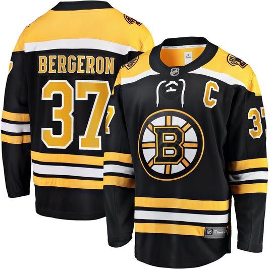 Patrice Bergeron Boston Bruins Fanatics Branded Captain Patch Home Breakaway Jersey - Black