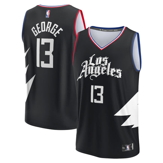 Paul George LA Clippers Fanatics Branded Youth 2021/22 Fast Break Player Jersey Black - Statement Edition