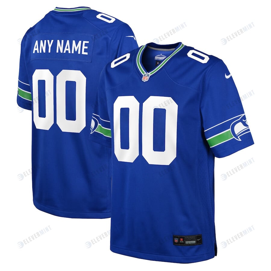 Seattle Seahawks Custom YOUTH Throwback Game Jersey - Royal