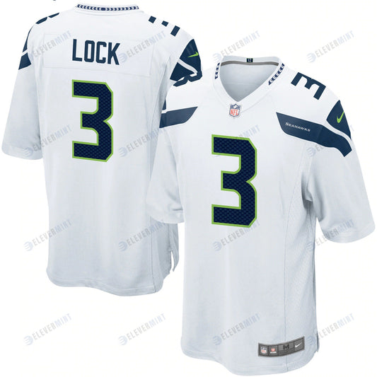 Seattle Seahawks Drew Lock 3 Game Jersey - White Jersey