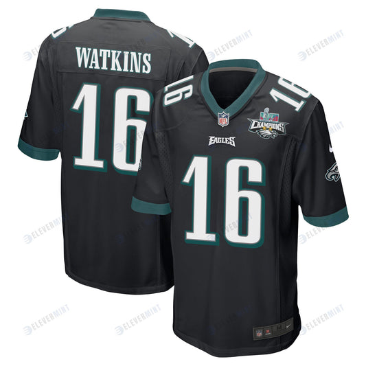 Quez Watkins 16 Philadelphia Eagles Super Bowl LVII Champions 2 Stars Men Game Jersey - Black