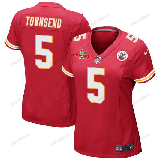 Tommy Townsend 5 Kansas City Chiefs Super Bowl LVII Champions 3 Stars Women Game Jersey - Red