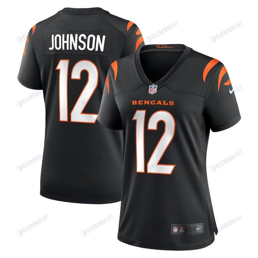 Tyron Johnson 12 Cincinnati Bengals Women's Home Game Player Jersey - Black