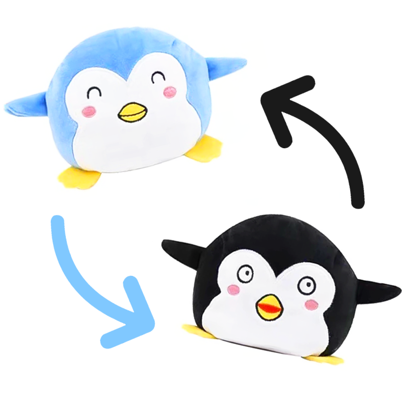 Penguin/Lion Double-Sided Plush (20x15x15cm/8x6x6")